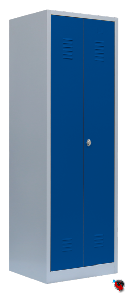 Putzmittelspind 60 cm breit -Korpus lichtgrau - Türen blau - Drehriegel für Vorhängeschloss - Lieferzeit ca. 3-4 Wochen
